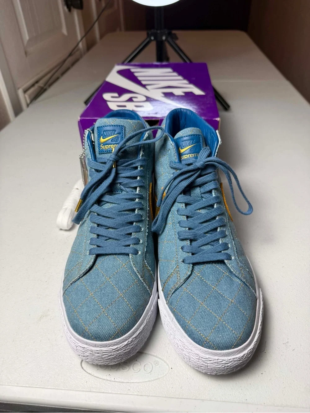 Size 8.5 - Nike Supreme x Zoom Blazer QS SB Mid Denim